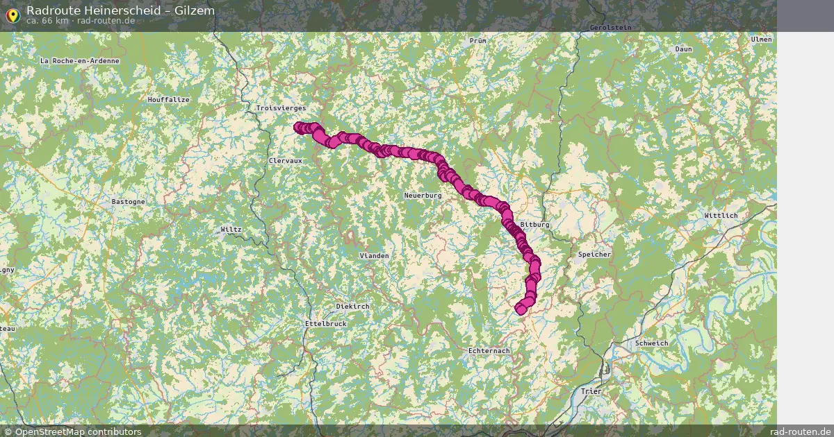 Fahrradroute von Heinerscheid nach Gilzem