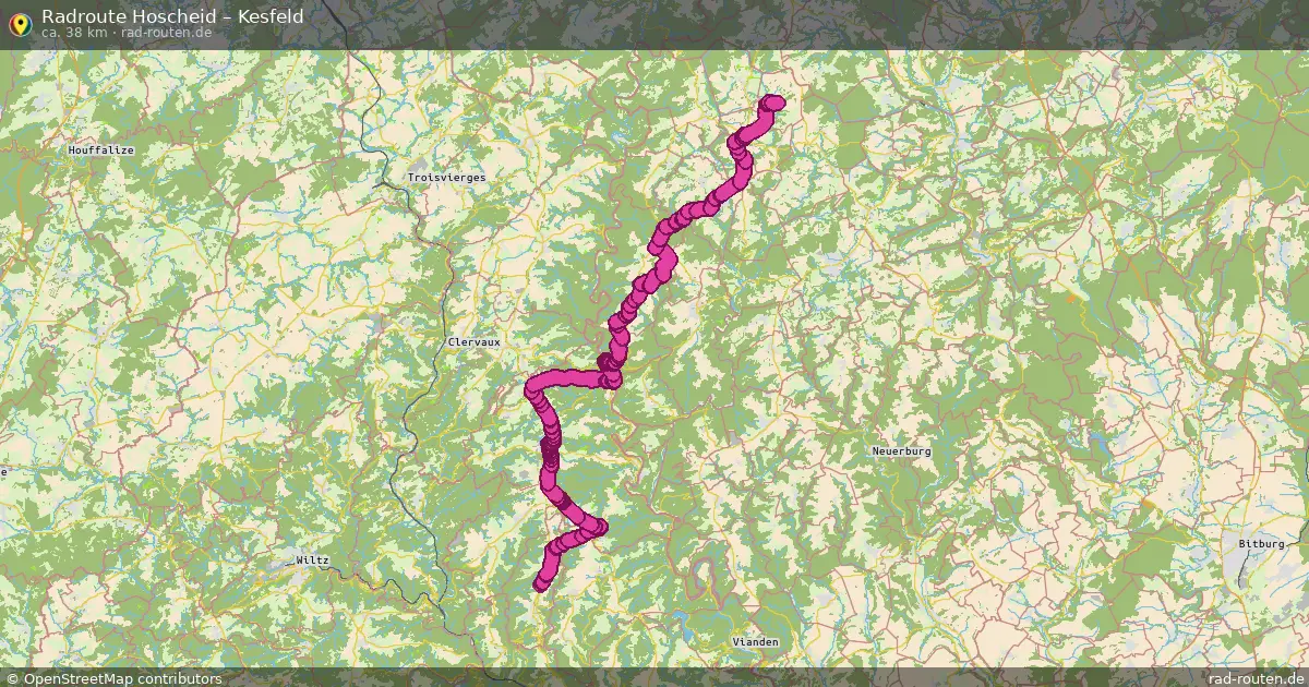 Fahrradroute von Hoscheid nach Kesfeld