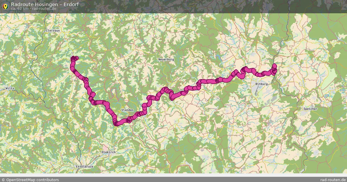 Fahrradroute von Hosingen nach Erdorf