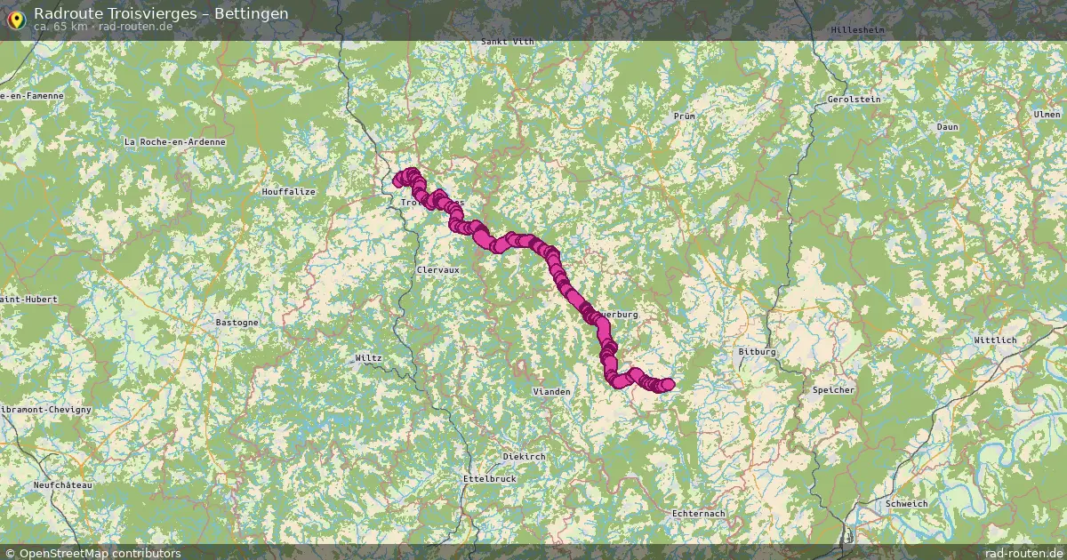 Fahrradroute von Troisvierges nach Bettingen