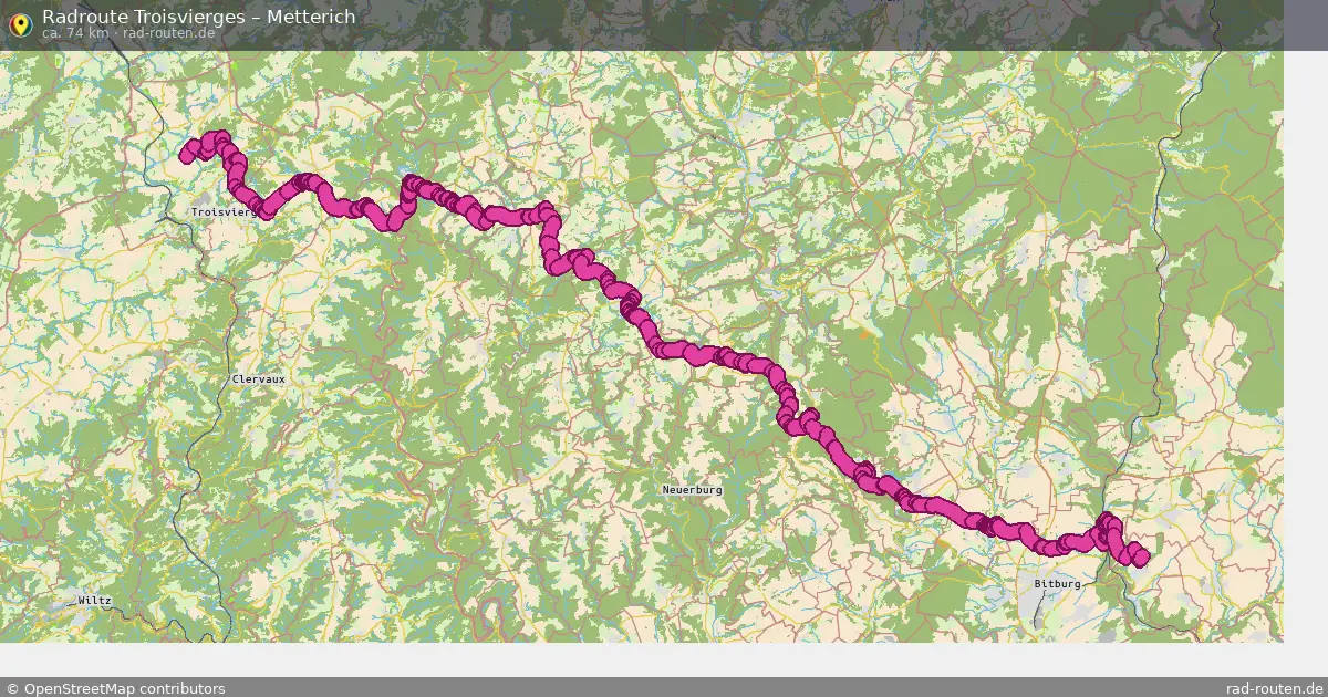 Fahrradroute von Troisvierges nach Metterich