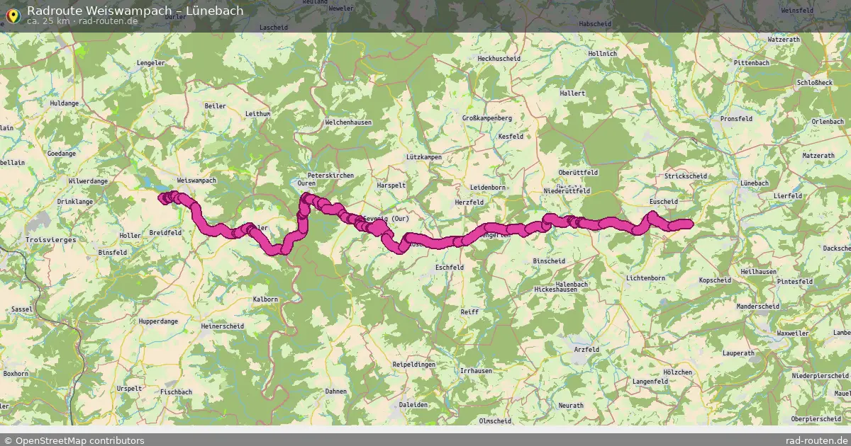 Fahrradroute von Weiswampach nach Lünebach