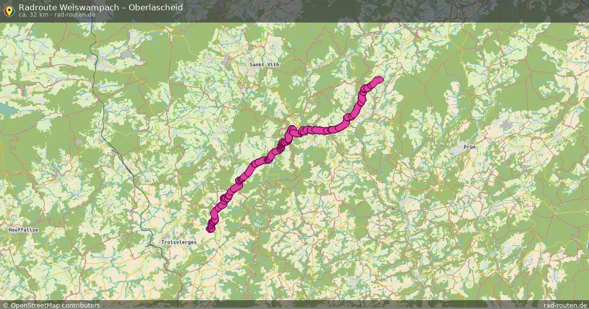 Fahrradroute von Weiswampach nach Oberlascheid