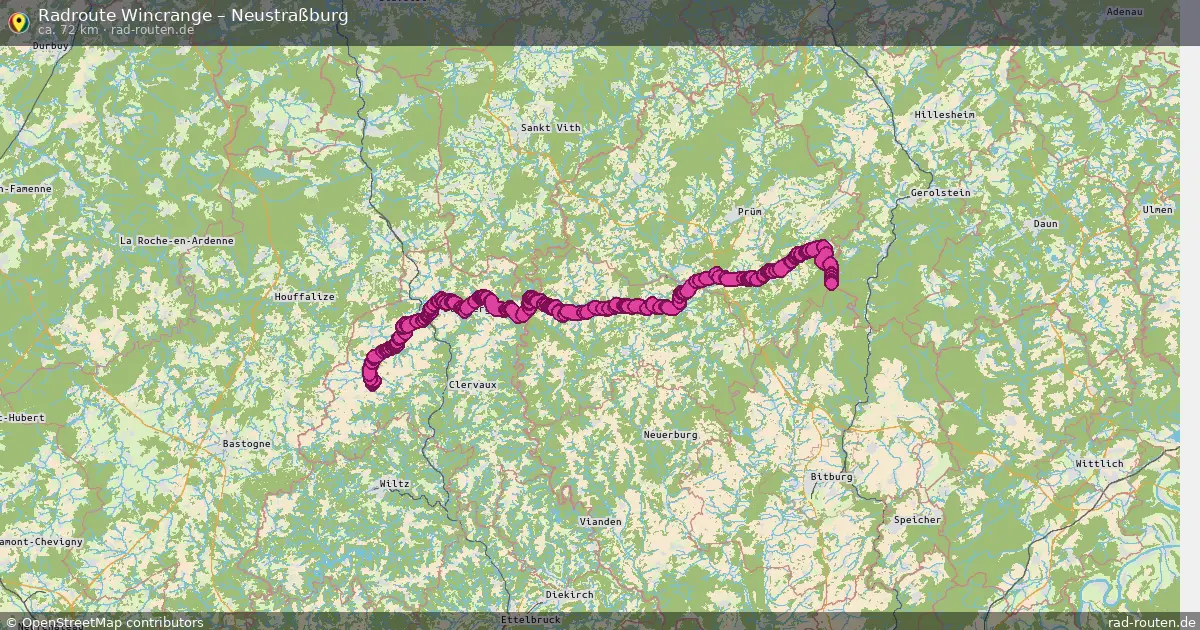 Fahrradroute von Wincrange nach Neustraßburg