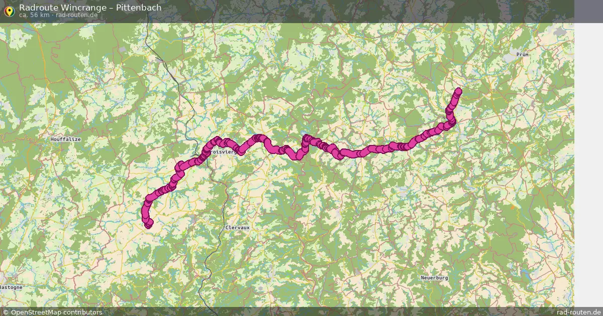 Fahrradroute von Wincrange nach Pittenbach