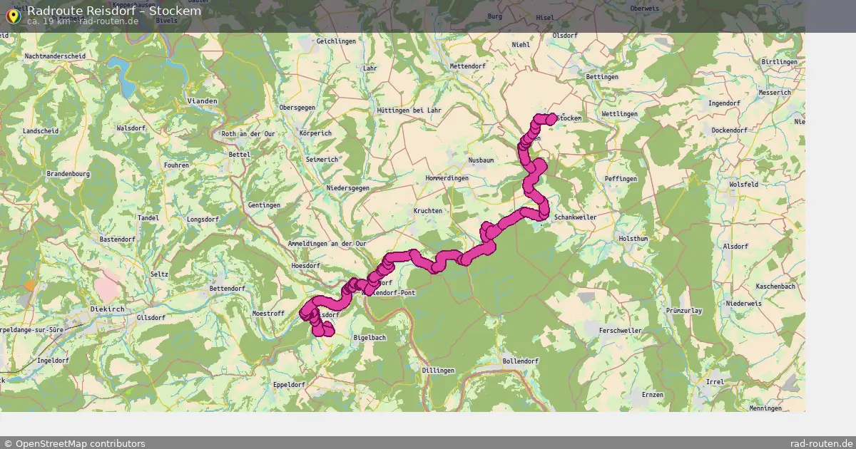 Fahrradroute von Reisdorf nach Stockem