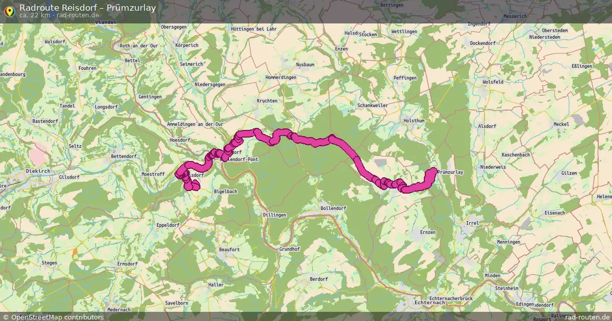 Fahrradroute von Reisdorf nach Prümzurlay