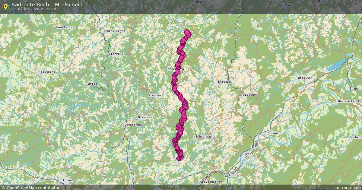 Fahrradroute von Bech nach Merlscheid