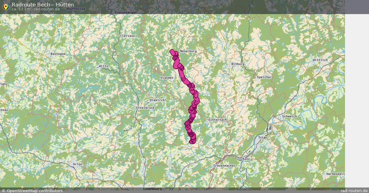 Fahrradroute von Bech nach Hütten