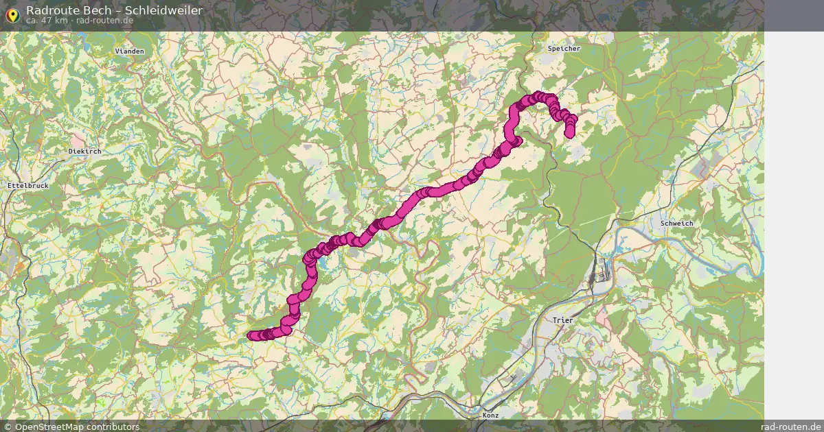 Fahrradroute von Bech nach Schleidweiler