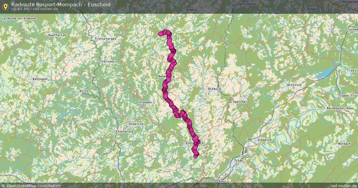 Fahrradroute von Rosport-Mompach nach Euscheid