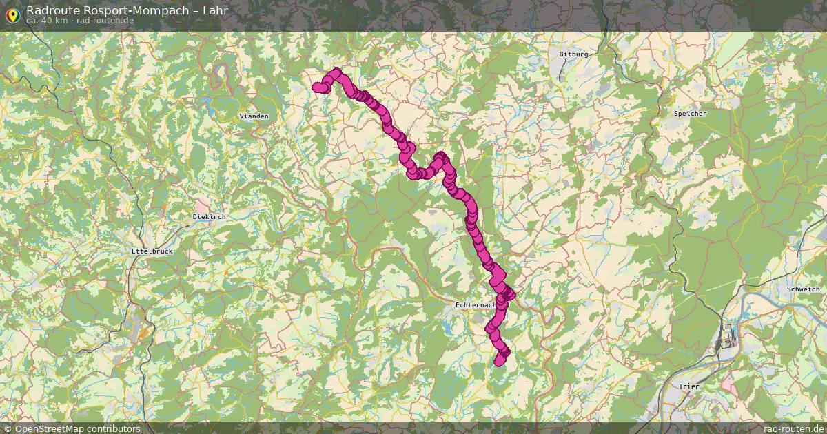 Fahrradroute von Rosport-Mompach nach Lahr