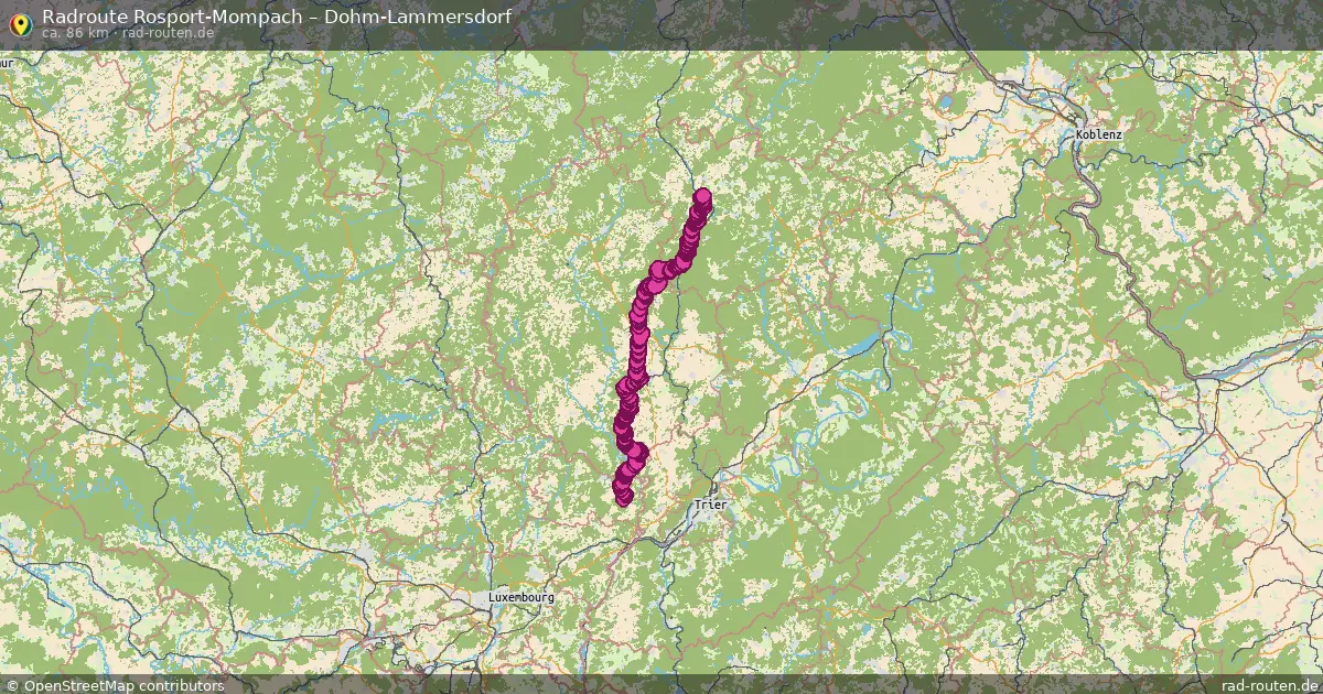 Fahrradroute von Rosport-Mompach nach Dohm-Lammersdorf