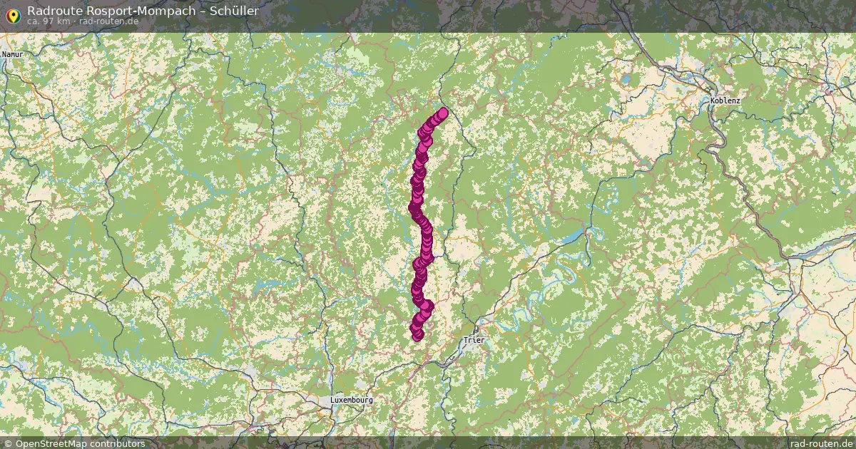 Fahrradroute von Rosport-Mompach nach Schüller