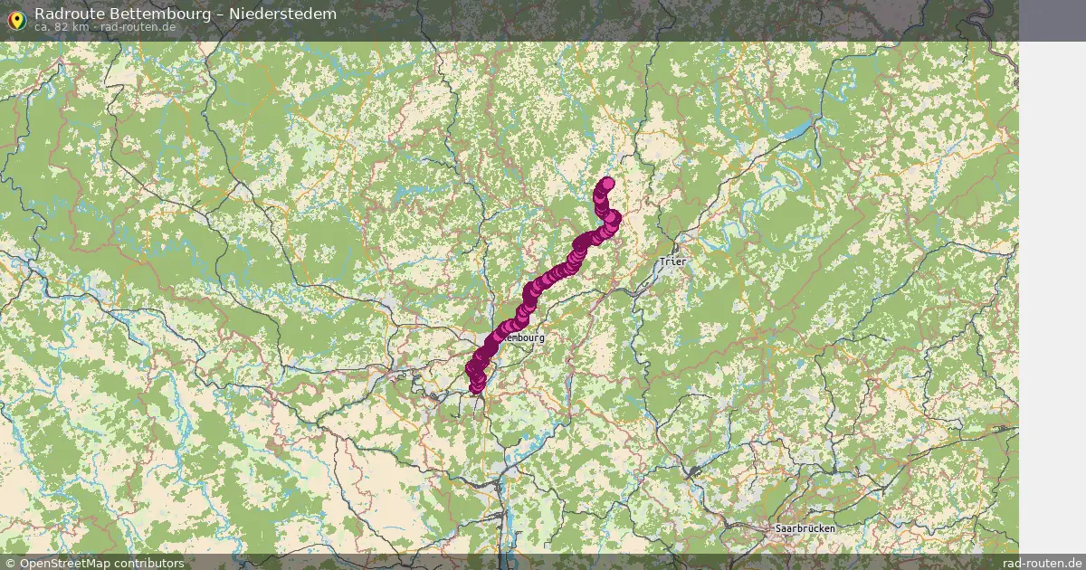 Fahrradroute von Bettembourg nach Niederstedem