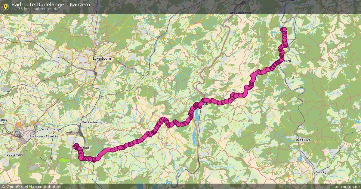 Fahrradroute von Dudelange nach Kanzem