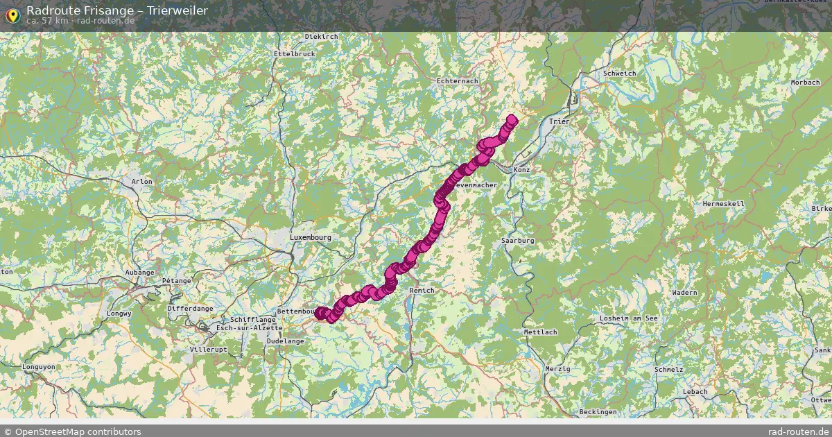 Fahrradroute von Frisange nach Trierweiler