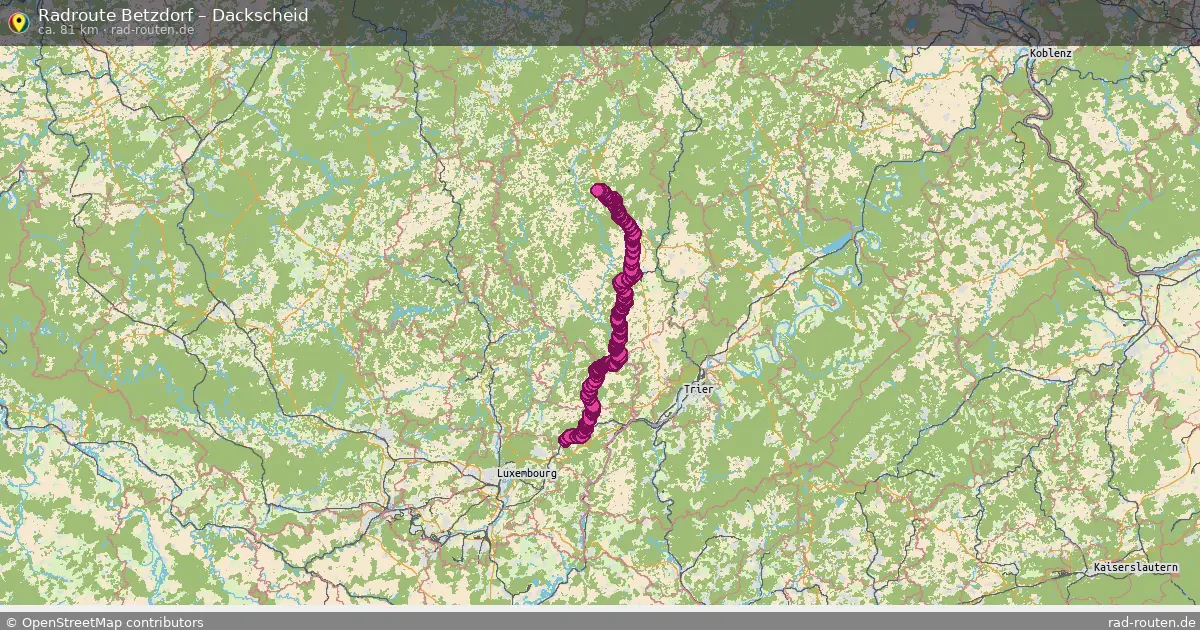 Fahrradroute von Betzdorf nach Dackscheid