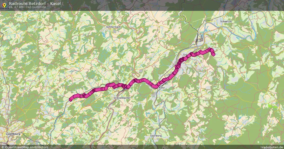 Fahrradroute von Betzdorf nach Kasel