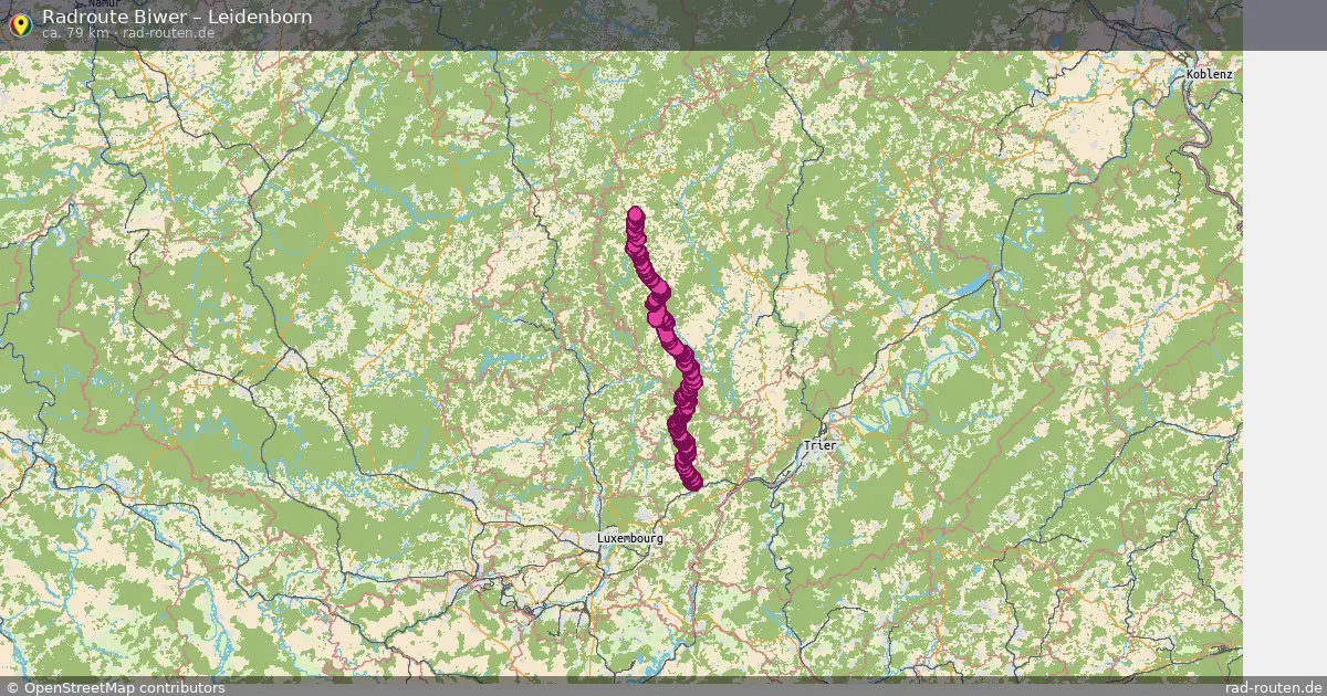 Fahrradroute von Biwer nach Leidenborn
