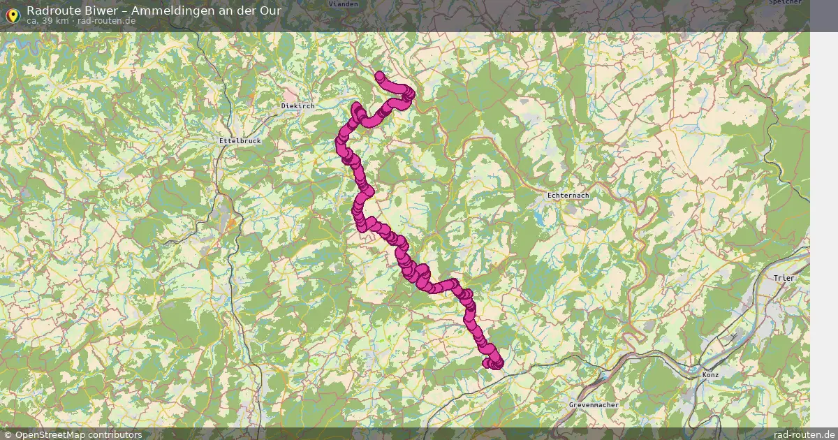 Fahrradroute von Biwer nach Ammeldingen an der Our