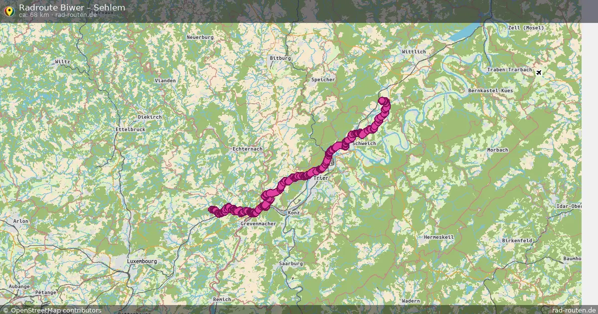 Fahrradroute von Biwer nach Sehlem