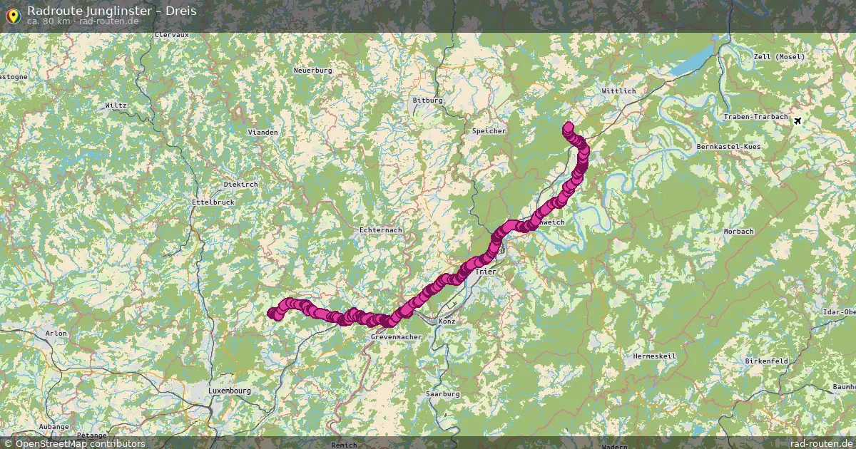 Fahrradroute von Junglinster nach Dreis