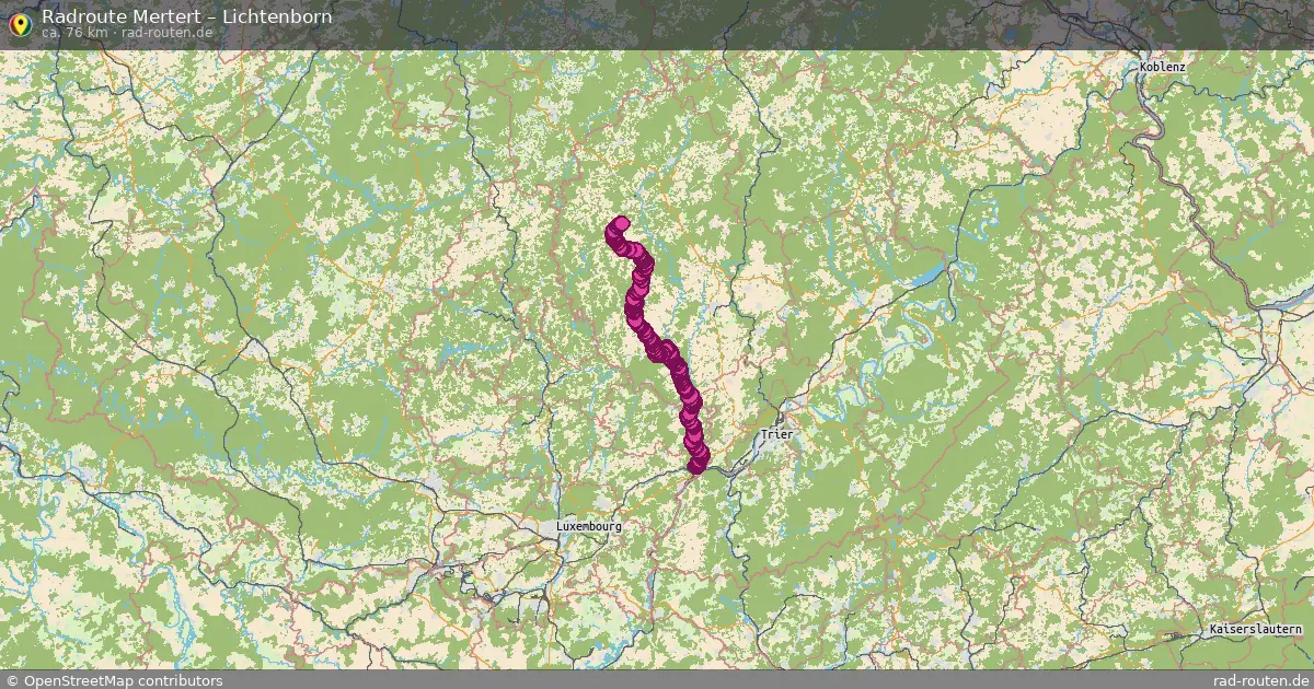 Fahrradroute von Mertert nach Lichtenborn