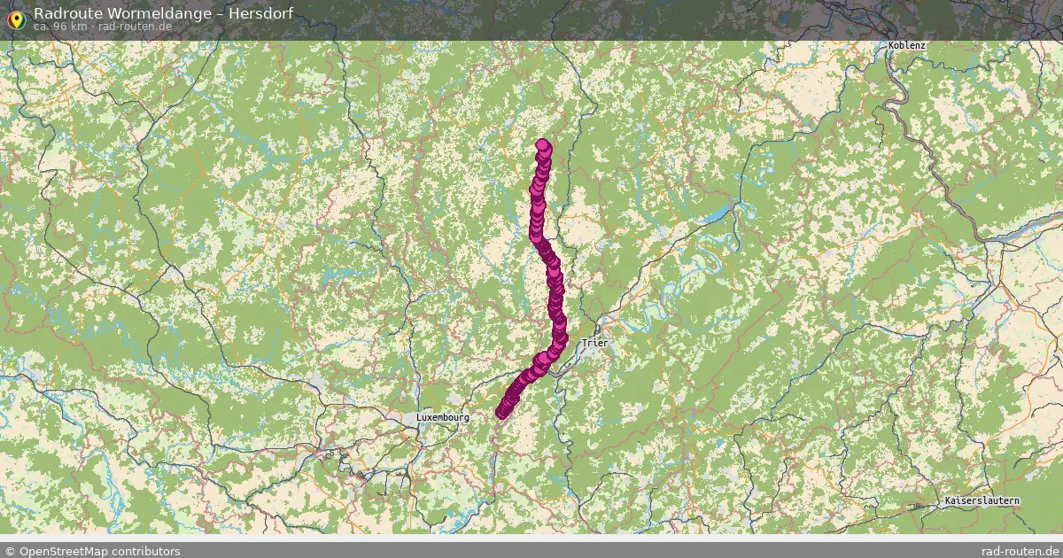 Fahrradroute von Wormeldange nach Hersdorf