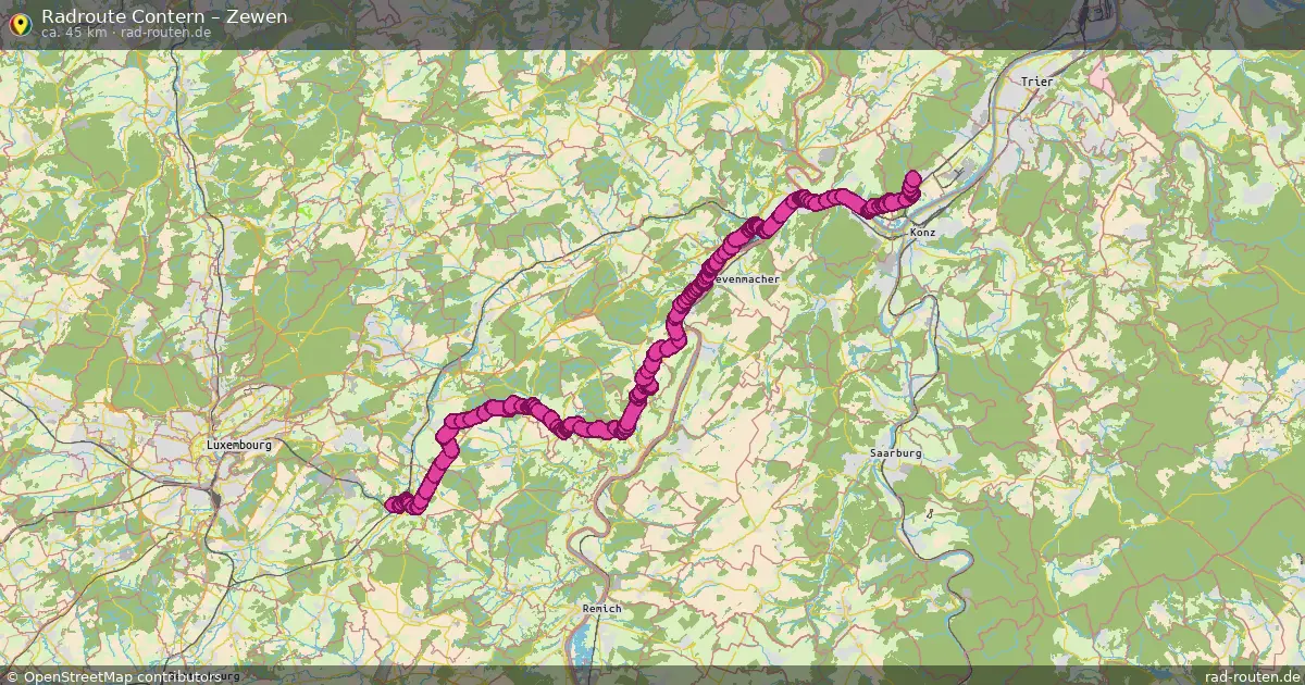 Fahrradroute von Contern nach Zewen