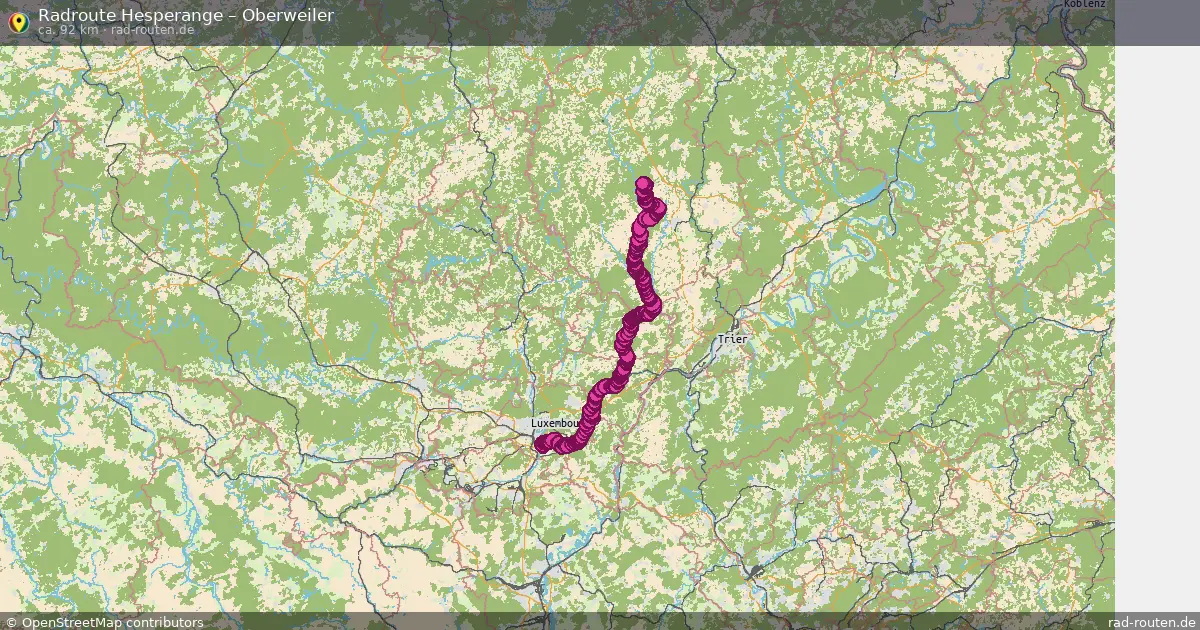 Fahrradroute von Hesperange nach Oberweiler
