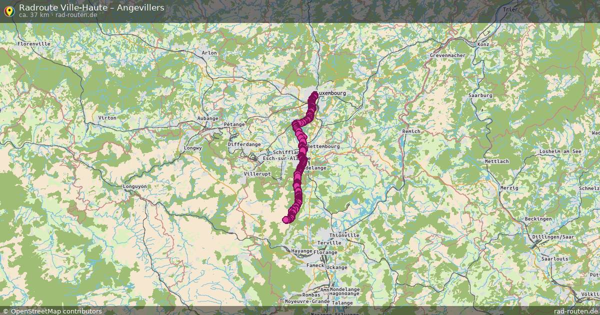 Fahrradroute von Ville-Haute nach Angevillers