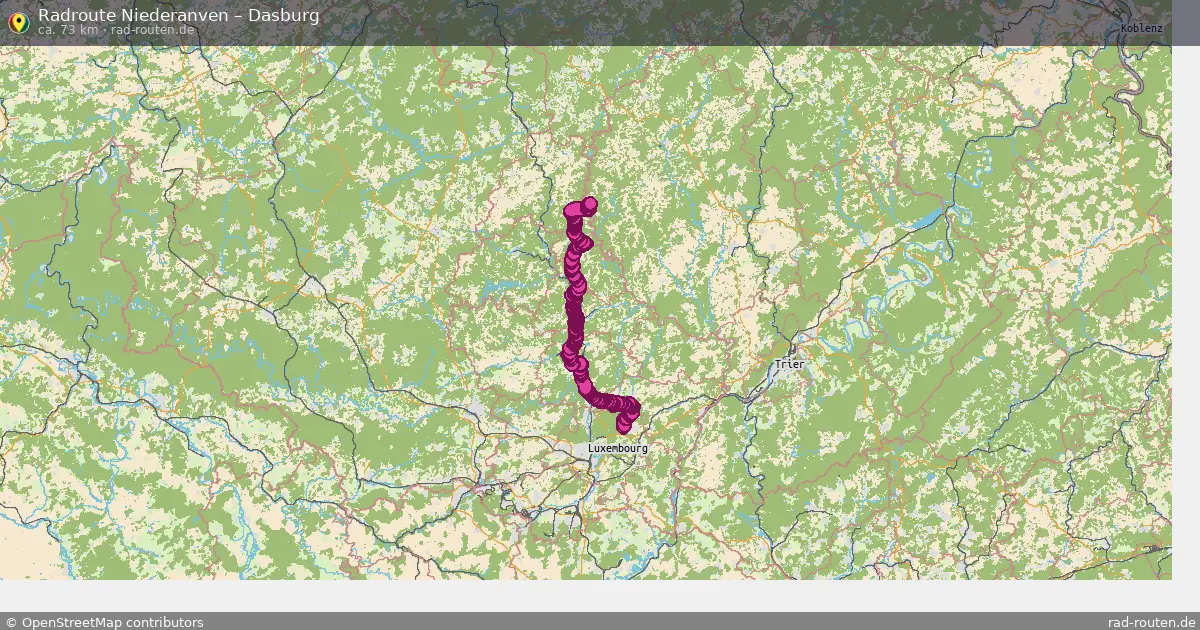 Fahrradroute von Niederanven nach Dasburg