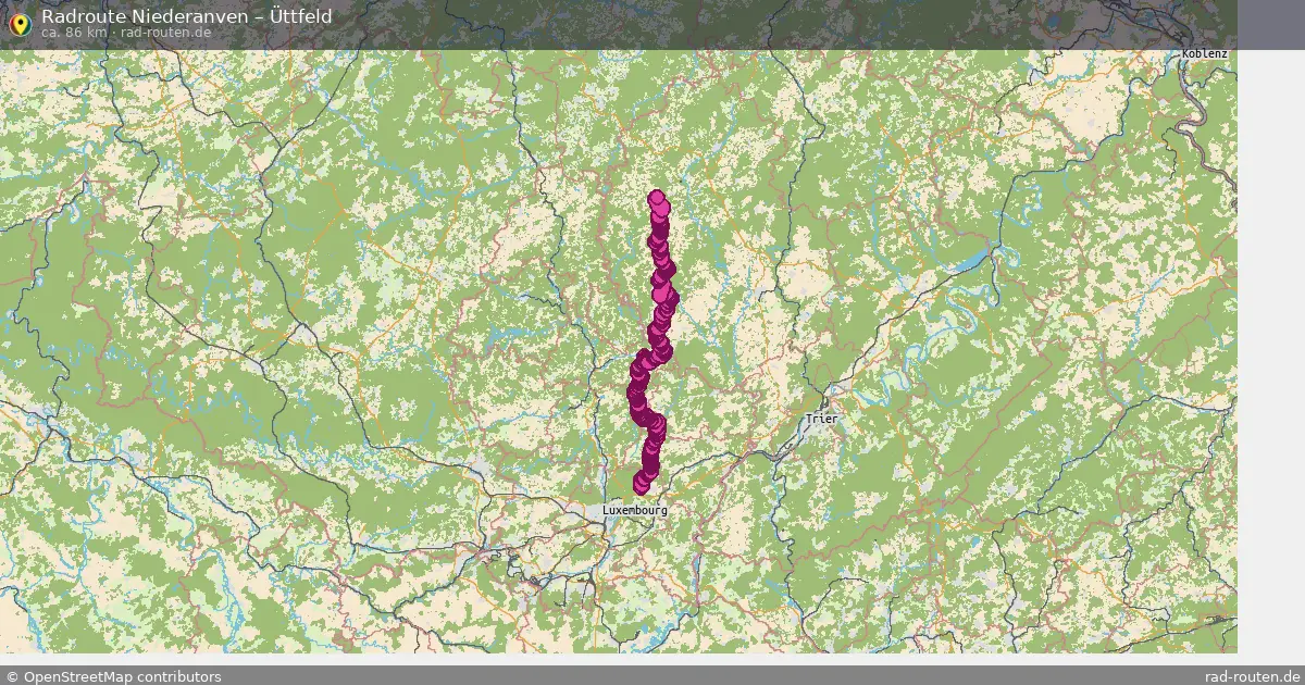 Fahrradroute von Niederanven nach Üttfeld