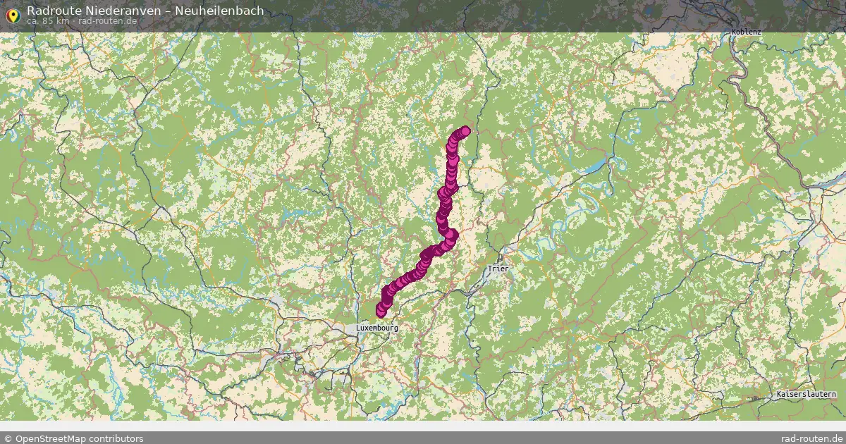 Fahrradroute von Niederanven nach Neuheilenbach