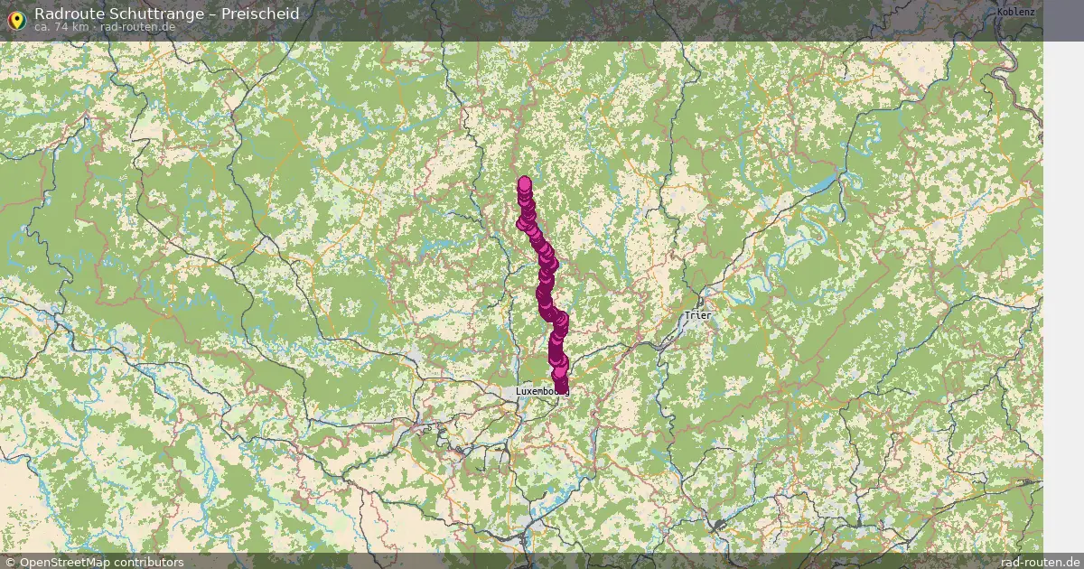Fahrradroute von Schuttrange nach Preischeid