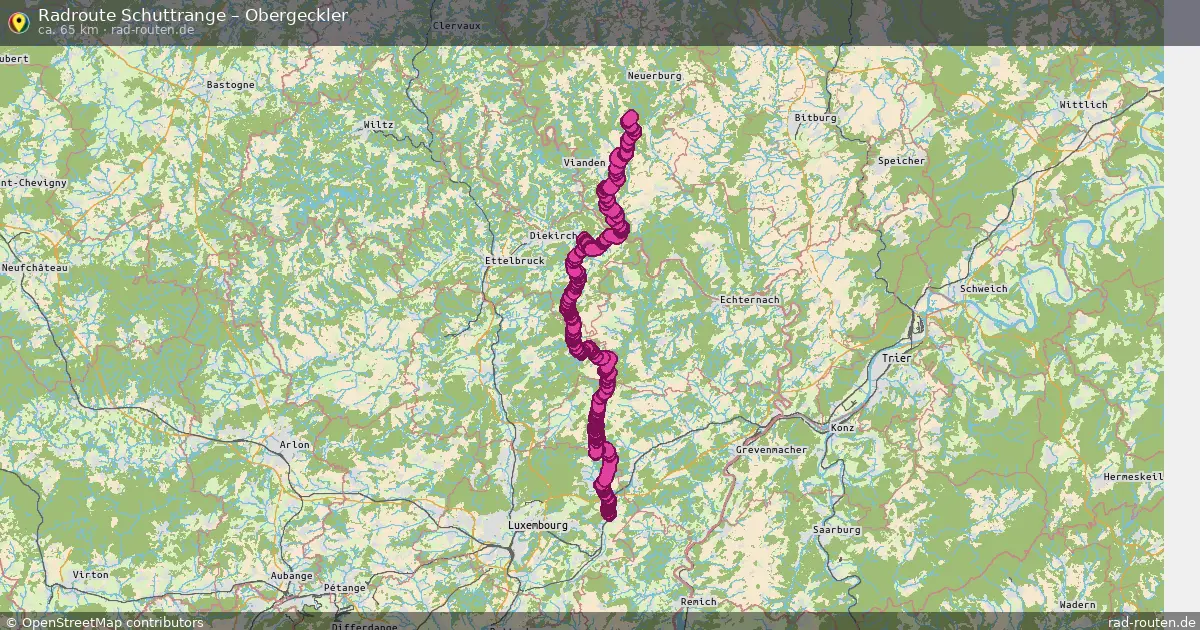 Fahrradroute von Schuttrange nach Obergeckler