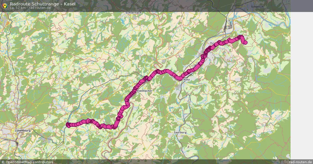 Fahrradroute von Schuttrange nach Kasel