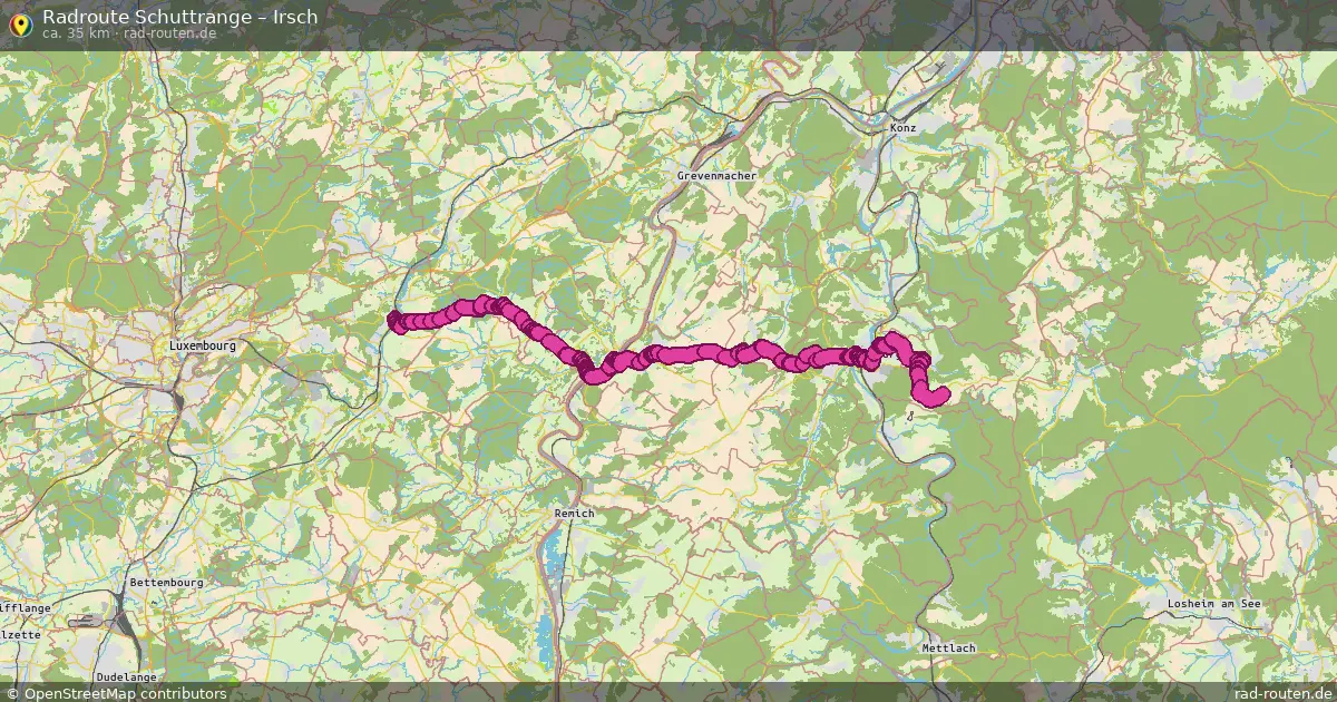 Fahrradroute von Schuttrange nach Irsch