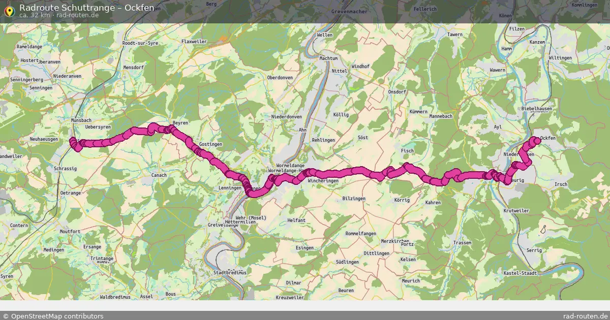 Fahrradroute von Schuttrange nach Ockfen