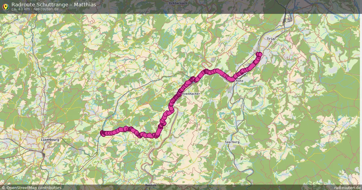 Fahrradroute von Schuttrange nach Matthias