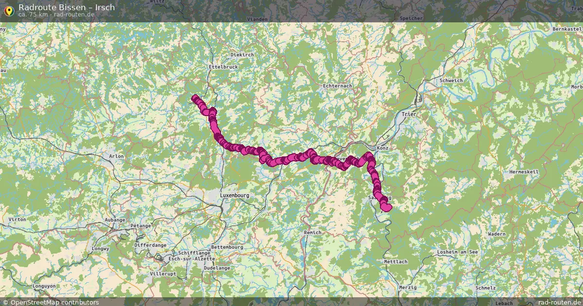 Fahrradroute von Bissen nach Irsch