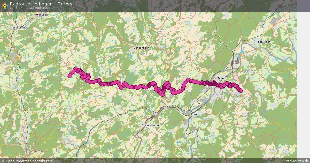 Fahrradroute von Heffingen nach Tarforst