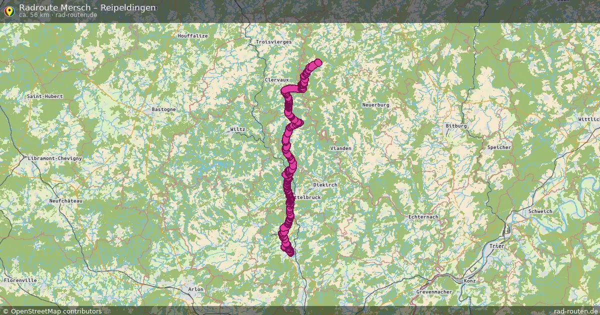 Fahrradroute von Mersch nach Reipeldingen