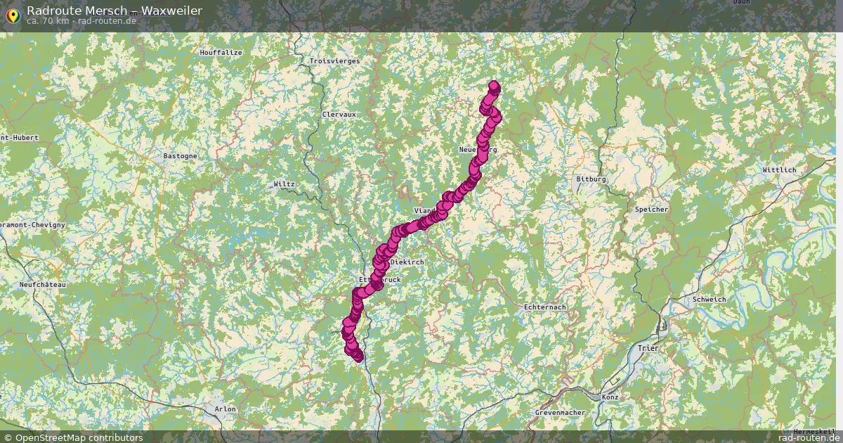 Fahrradroute von Mersch nach Waxweiler
