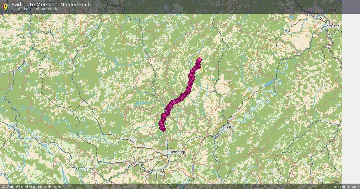 Fahrradroute von Mersch nach Niederlauch