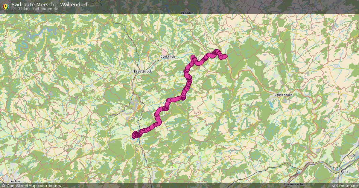 Fahrradroute von Mersch nach Wallendorf