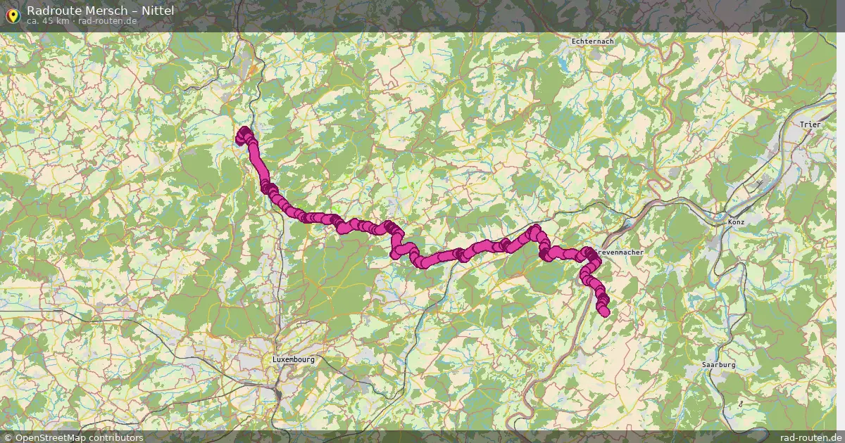 Fahrradroute von Mersch nach Nittel