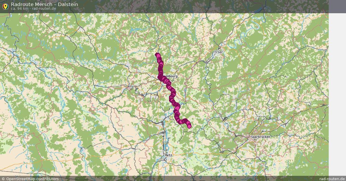 Fahrradroute von Mersch nach Dalstein