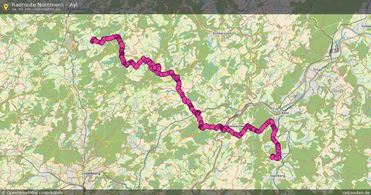 Fahrradroute von Nommern nach Ayl